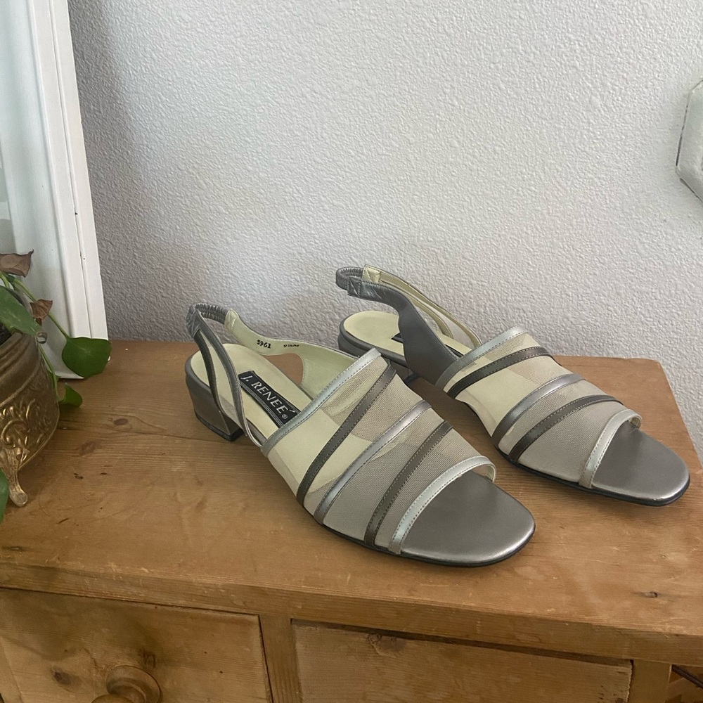 Y2K style mesh silver sandals